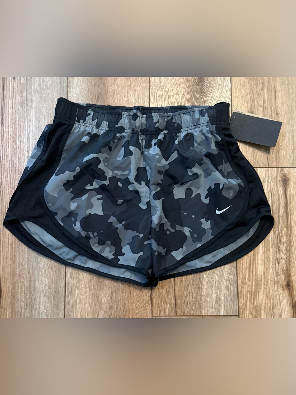 NWT Nike Black and Gray Camo Running Shorts